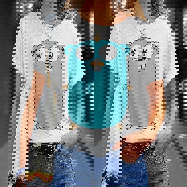 Go Golang プログラミング言語ロゴ マスコットゴファー Tシャツ 彼女への贈り物