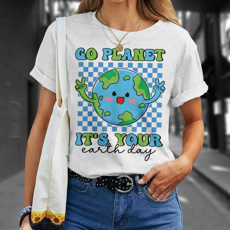 Go Planet It's Your Earth Day Groovy Planet Earth T-Shirt Gifts for Her