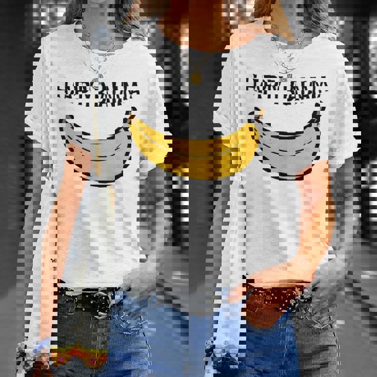 Happy Banana ファニーバナナラブ フルーツバナナ スマイリーフェイス Tシャツ 彼女への贈り物