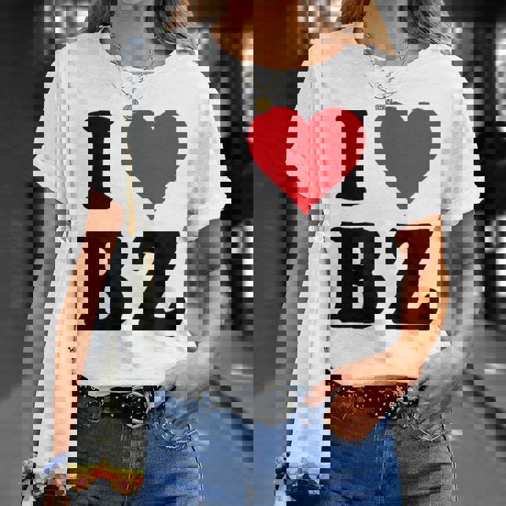I Heart Bz イニシャル I Love BZ 姓 B Z Tシャツ 彼女への贈り物