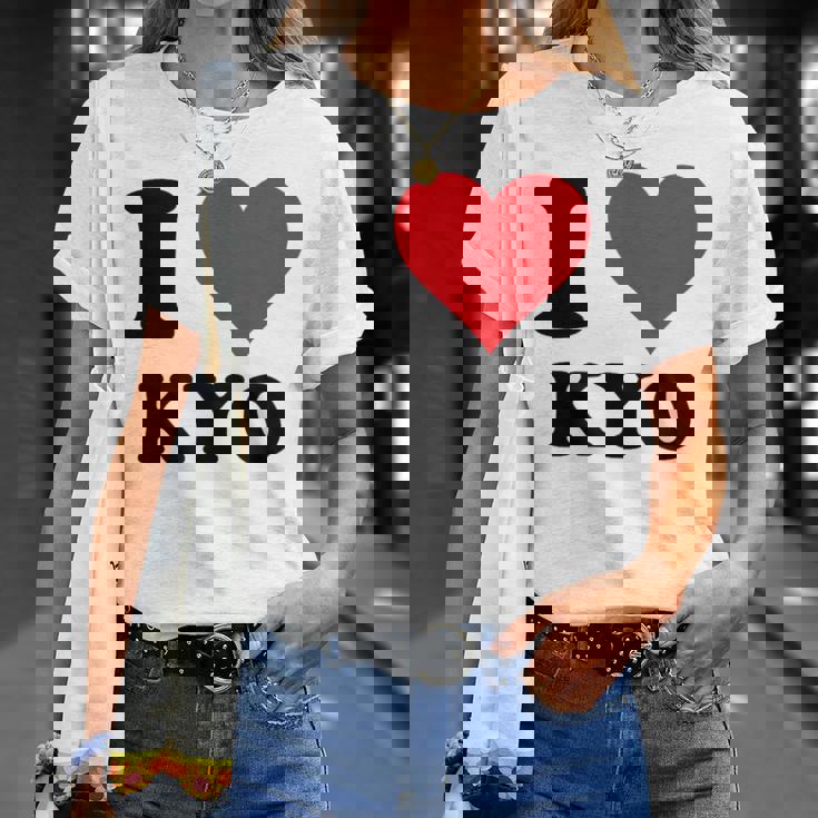 I Heart Kyo ファーストネーム I Love パーソナライズ Tシャツ 彼女への贈り物
