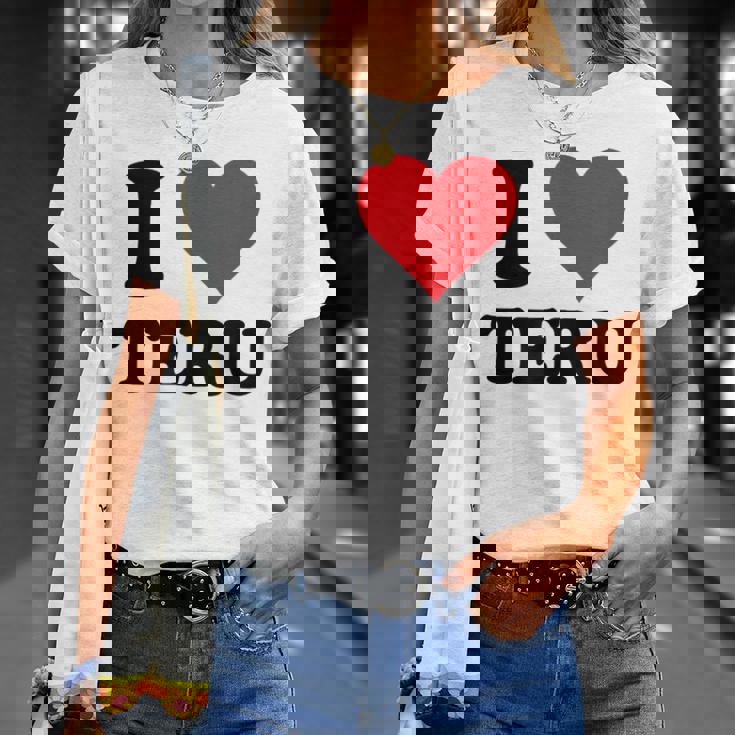 I Heart Teru 名 I Love パーソナライズ Tシャツ 彼女への贈り物