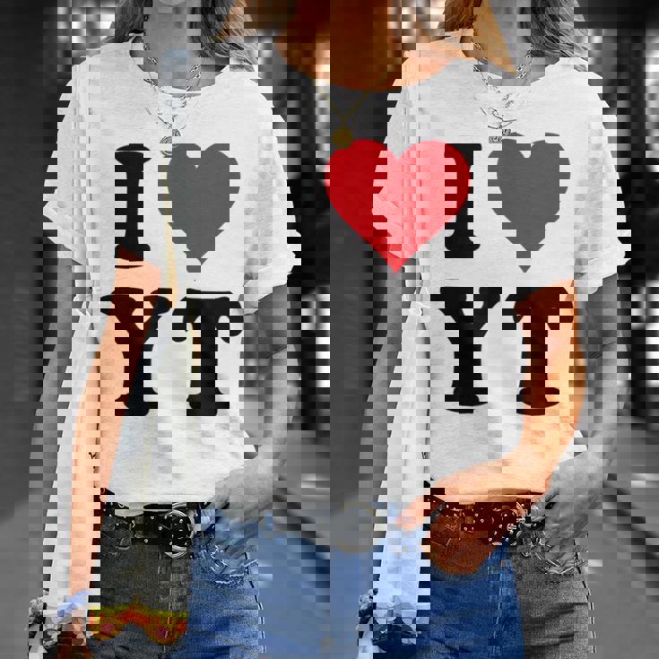 I Heart Yt Initials I Love YT First And Last Name YTシャツ 彼女への贈り物