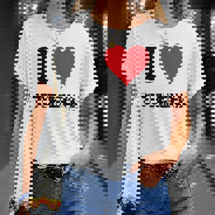 I Heart Yurina ファーストネーム I Love パーソナライズ Tシャツ 彼女への贈り物