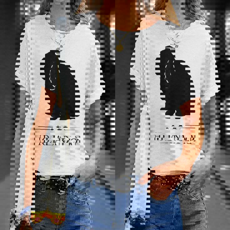 Holland Lop Rabbitブラックシルエット Tシャツ 彼女への贈り物