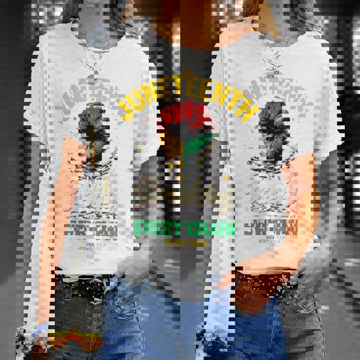 Junenth Breaking Every Chainince 1865 Fist Pride 長袖tシャツ Tシャツ 彼女への贈り物