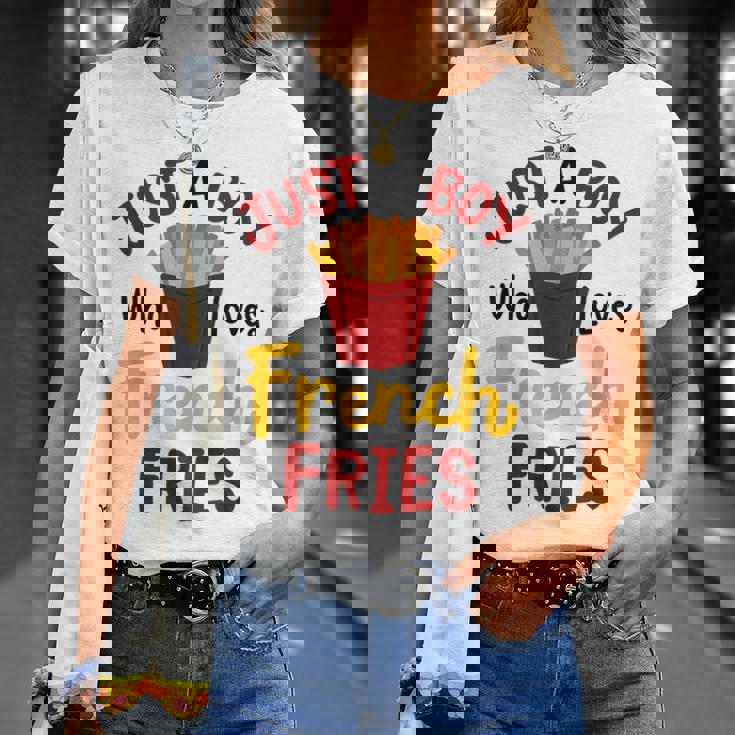 Just A Boy Who Loves French Fries フライドポテト じゃがいも ヴィーガン Tシャツ 彼女への贈り物