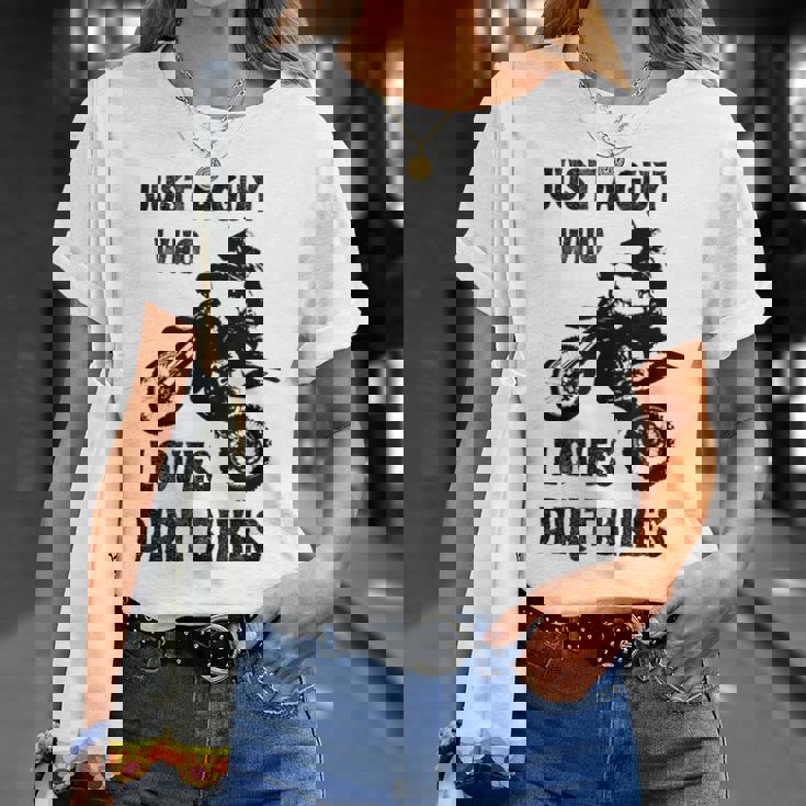 メンズ Just A Guy Who Loves ダートバイク 面白い モトクロス Tシャツ 彼女への贈り物