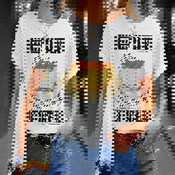 Keep Calm Eat Castella ヴィンテージ グランジ カステラ ケーキ好き Tシャツ 彼女への贈り物