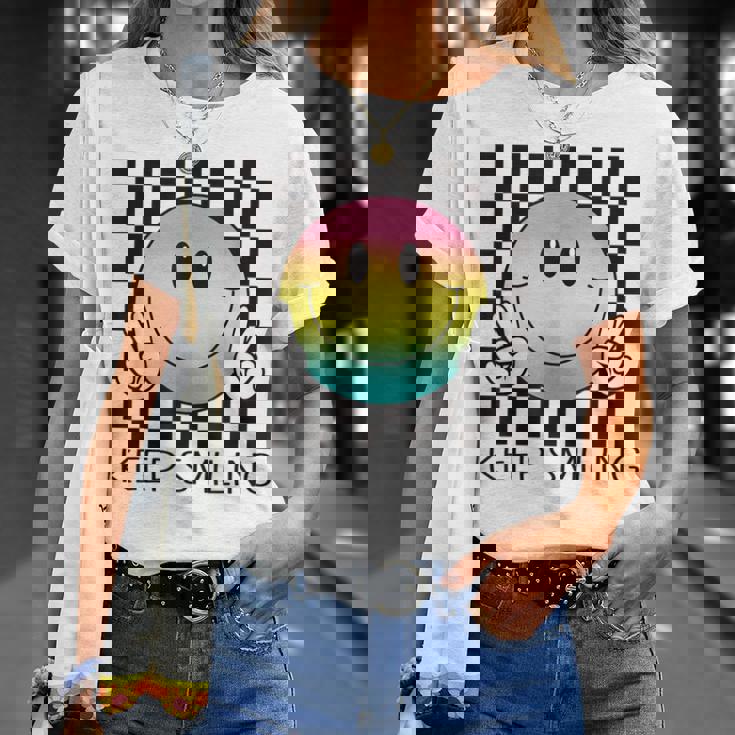 Keepmiling キュート 面白い ハッピー 平和 笑顔 ポジティブ Tシャツ 彼女への贈り物