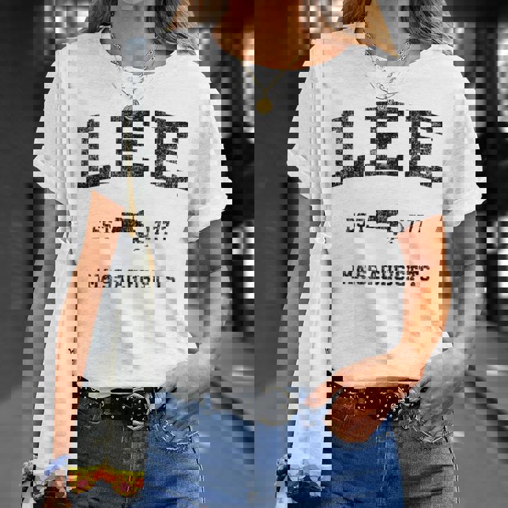 Lee Massachusetts Ma ビンテージ スポーツ デザイン ブラックプリント Tシャツ 彼女への贈り物