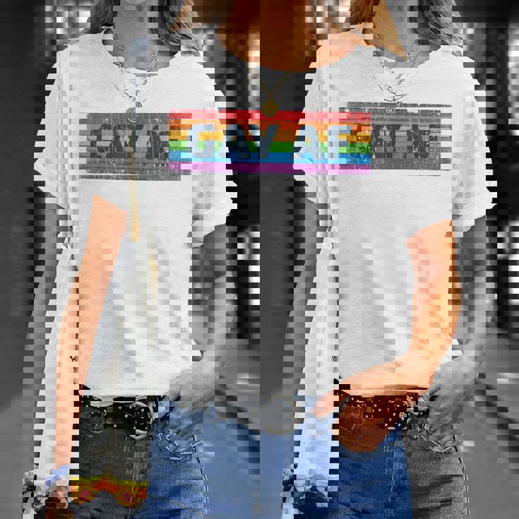 Lgbtq Gay Af Pride Lgbt Ally Rainbow Flag Retrointage Tシャツ 彼女への贈り物