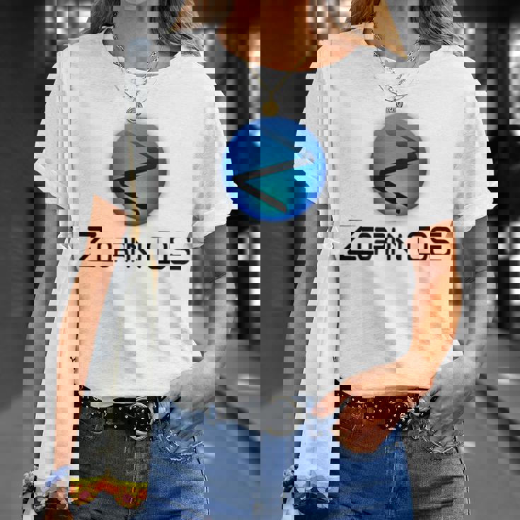 Linux Zorin Os タグラインとロゴ入り オープンソースos Tシャツ 彼女への贈り物