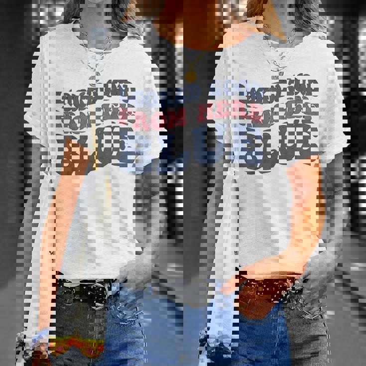 Looked Good From Here Blue Softball Mama Mom Game Day T-Shirt Gifts for Her