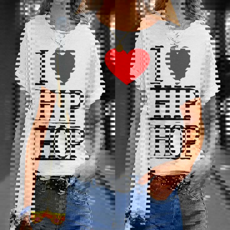 I Love Hip Hop ハート ラップ&ヒップホップファン Tシャツ 彼女への贈り物