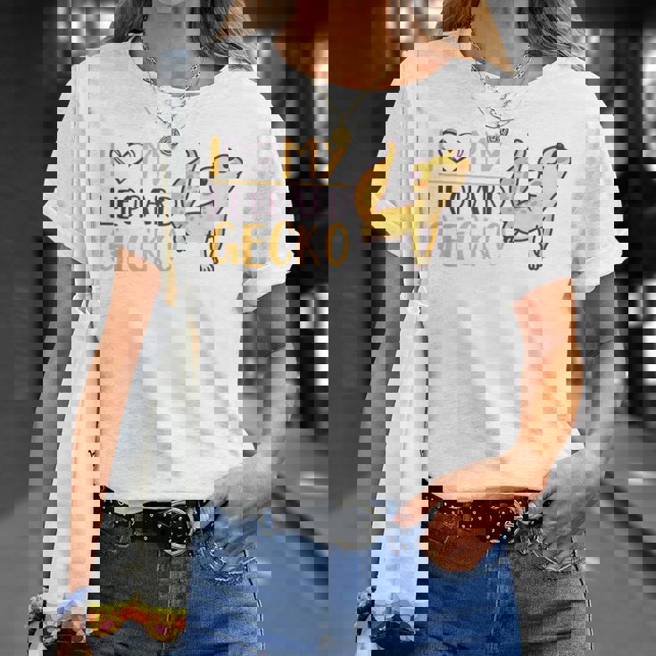 I Love My Leopard Gecko トカゲ ヒョウ ヤモリ 爬虫類 Tシャツ 彼女への贈り物