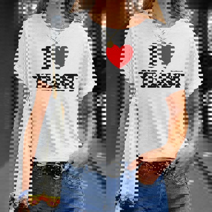 I Love Yeast 面白くてかわいい栄養パン屋フードヌーチファン Tシャツ 彼女への贈り物