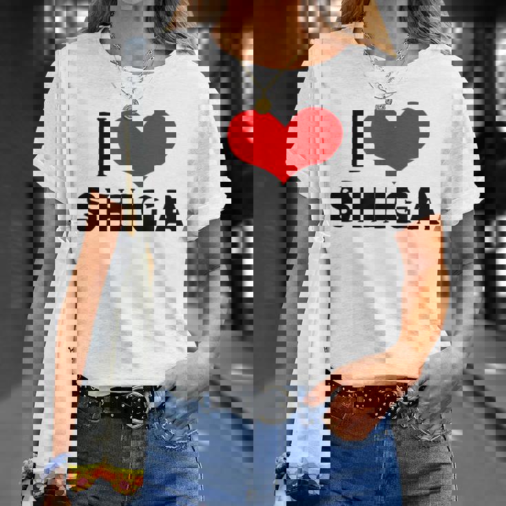 I Lovehiga 愛 ハート 滋賀 滋賀県 日本 お土産 かわいい おしゃれ Tシャツ 彼女への贈り物