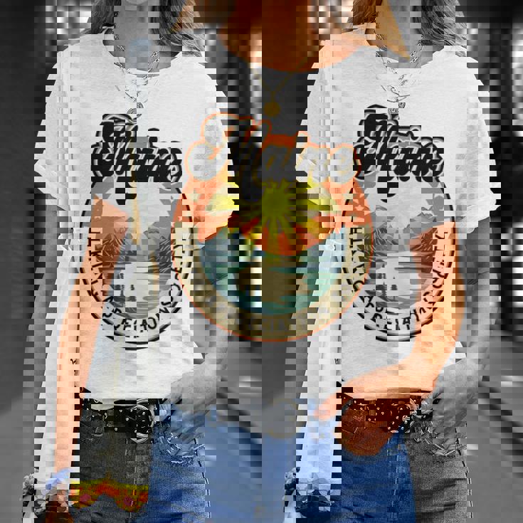 Maine Usa ハイキング ハイカー バックパッカー ハイキング 山 アウトドア 長袖tシャツ Tシャツ 彼女への贈り物