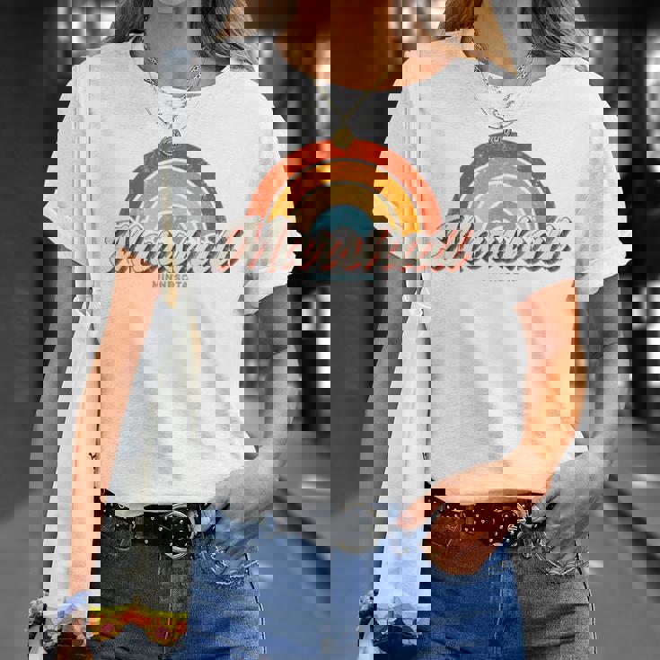 Marshall Minnesota Mnヴィンテージレインボーレトロ70年代 Tシャツ 彼女への贈り物