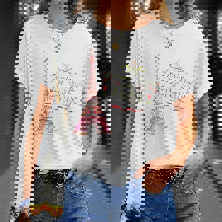 Meet Me In Paris 水彩プリントtシャツ エッフェル塔 Tシャツ 彼女への贈り物