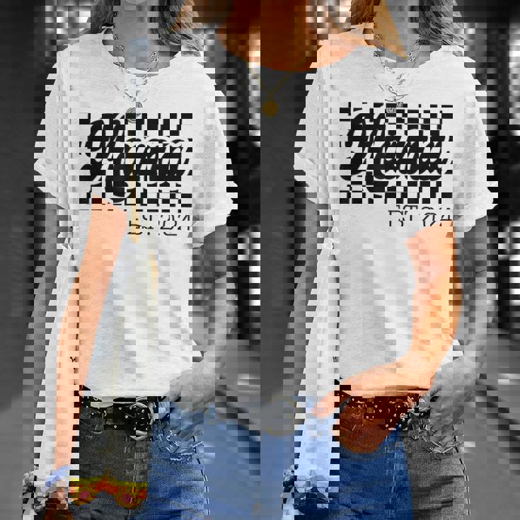 For New Mom Retro Checkered Mama Est 2024 T-Shirt Gifts for Her