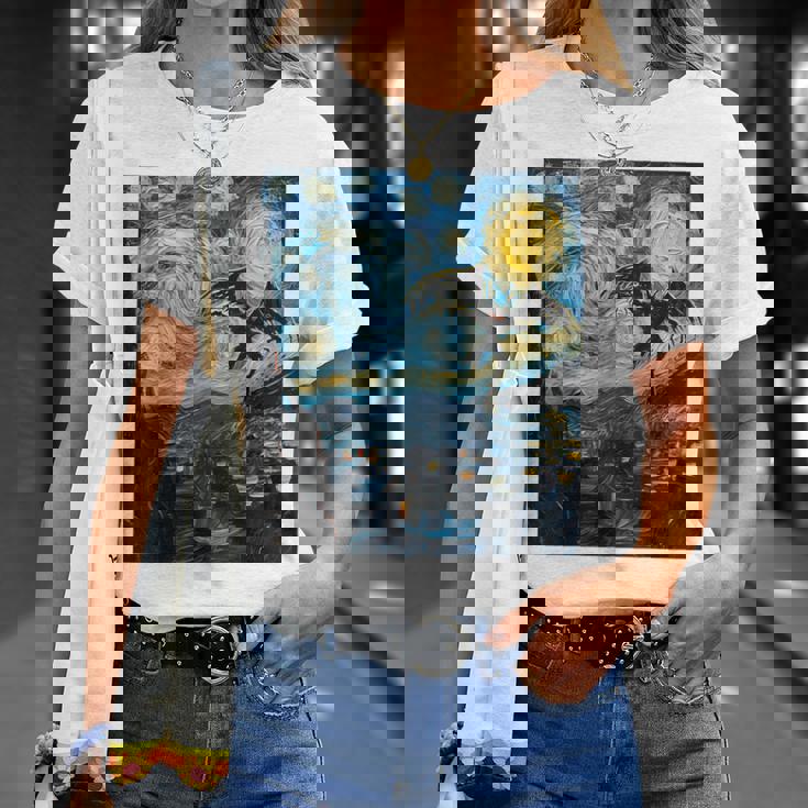 Mothman Cryptid Cryptozoology 星月夜 ゴッホ絵画 Tシャツ 彼女への贈り物