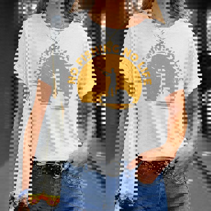 No Fishing No Life 釣り フィッシング ロゴ プリント 長袖tシャツ Tシャツ 彼女への贈り物