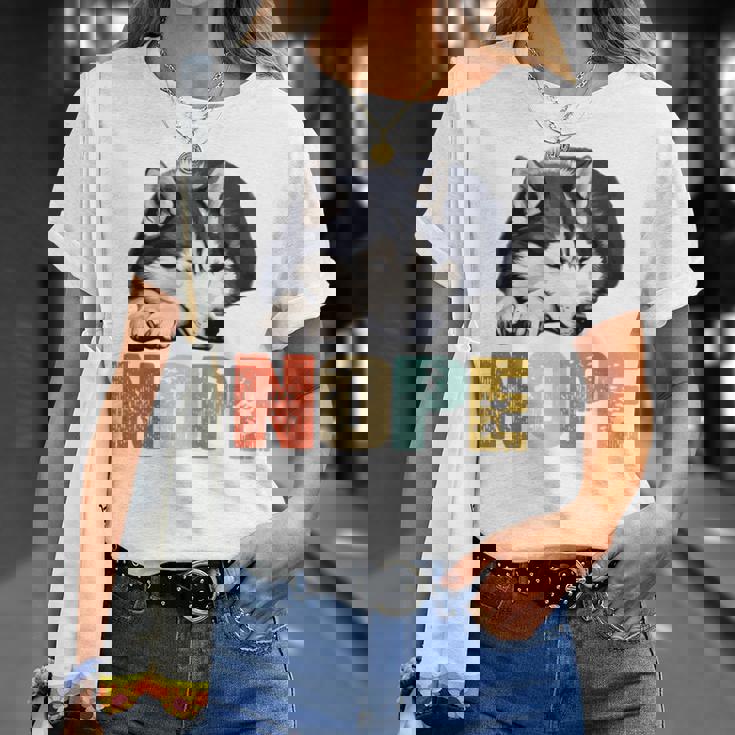 Nope 眠るシベリアンハスキーデザイン 長袖tシャツ Tシャツ 彼女への贈り物