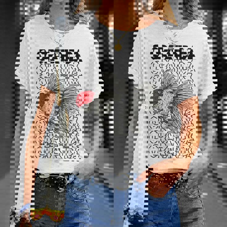 Oranda Goldfish 80年代スタイル ファンシー金魚オーナー Tシャツ 彼女への贈り物