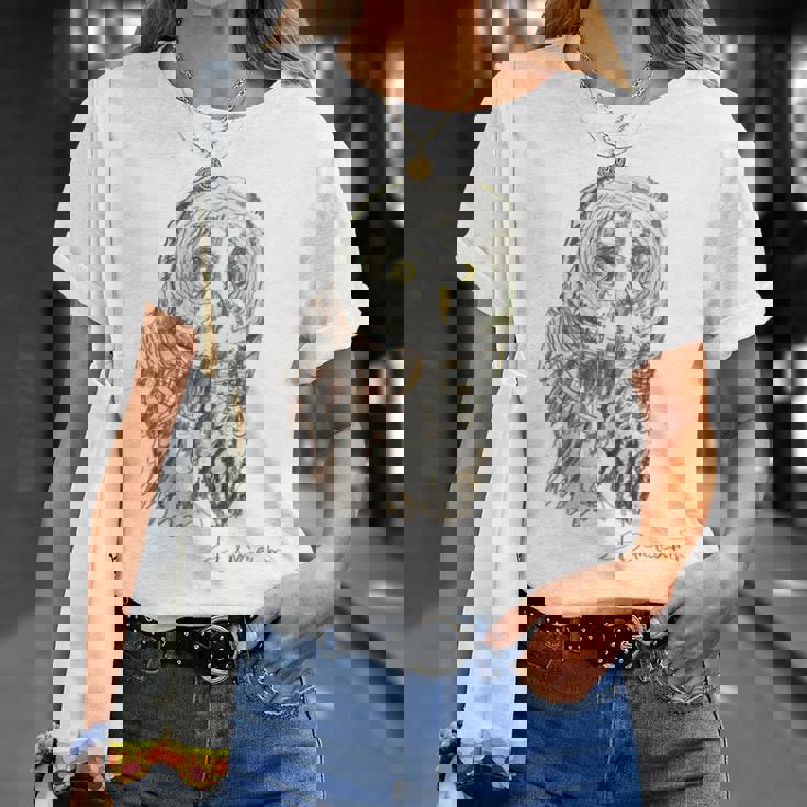 Owl Drawing Tシャツ 彼女への贈り物