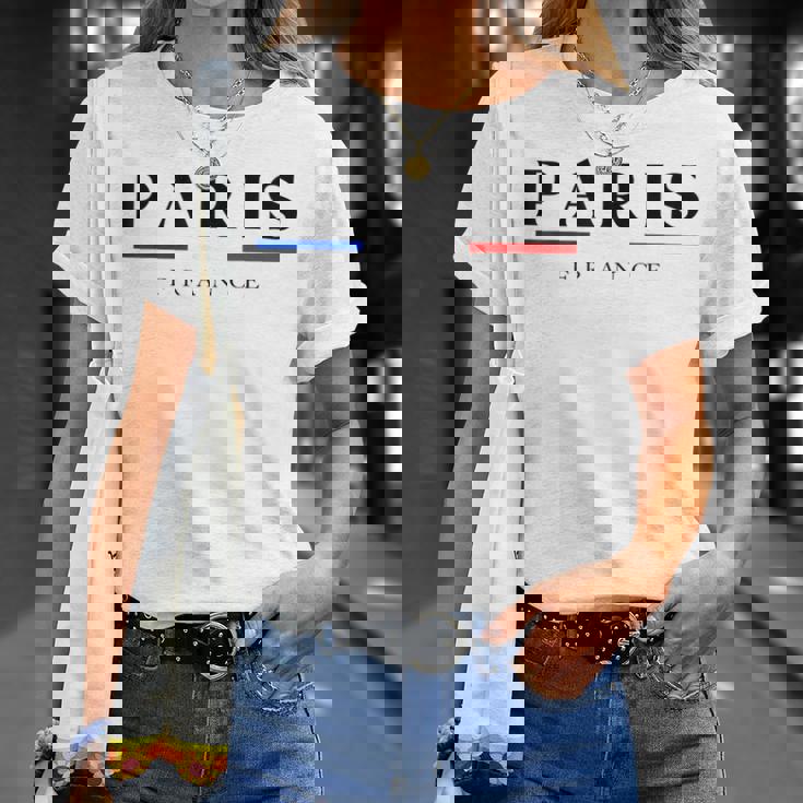 Paris With France Flag Novelty Graphic & Cool s Tシャツ 彼女への贈り物