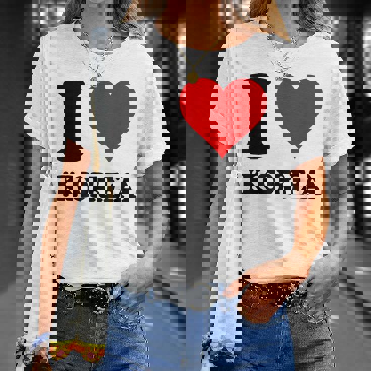 Red Heart I Love Korea Tシャツ 彼女への贈り物