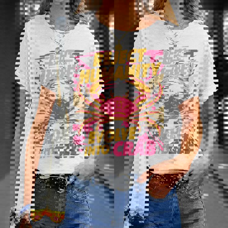 Reject Humanity Evolve To Crab ファニーカニ 長袖tシャツ Tシャツ 彼女への贈り物