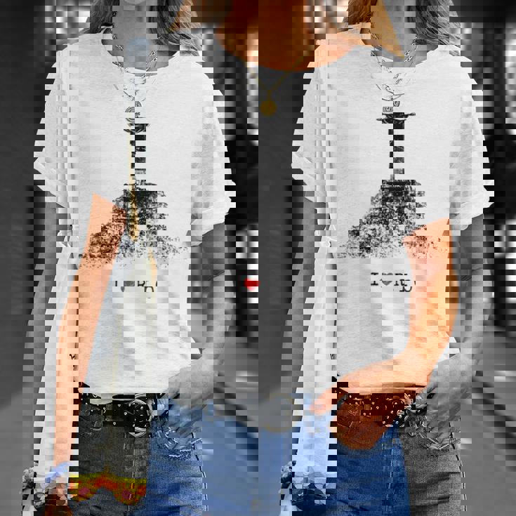 Rio De Janeiro リオデジャネイロのスカイライン イエスキリストの像 ブラジル 愛 Tシャツ 彼女への贈り物