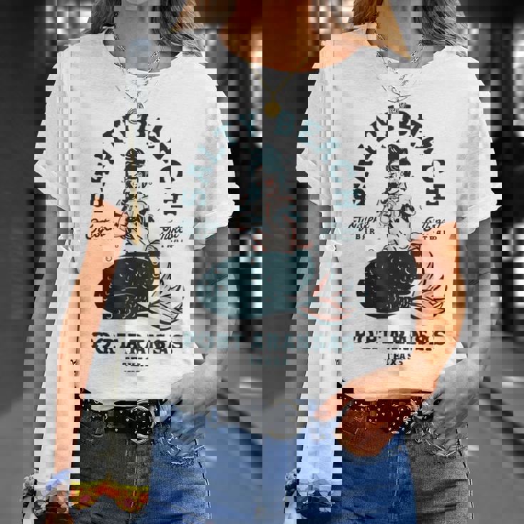 Salty Beach Port Aransas テキサス マーメイドシャツ ダイブバー オイスター Tシャツ 彼女への贈り物