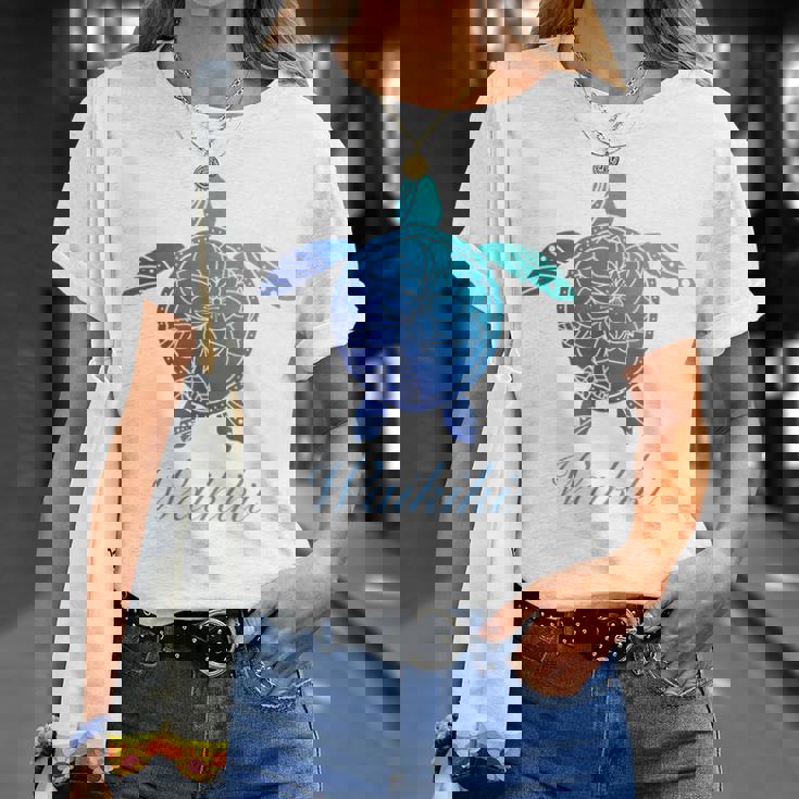 Save The Hawaiiea Turtles ハワイアンブルー トライバルタートルホヌ Tシャツ 彼女への贈り物