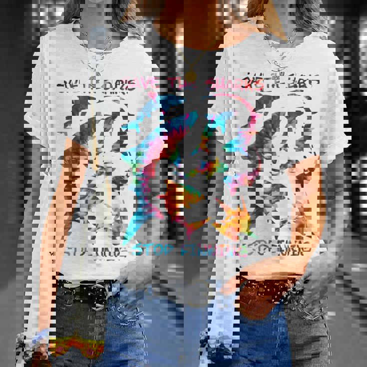 Stop Finning ジンベエザメ シュモクザメサメの種類タイダイ 長袖tシャツ Tシャツ 彼女への贈り物
