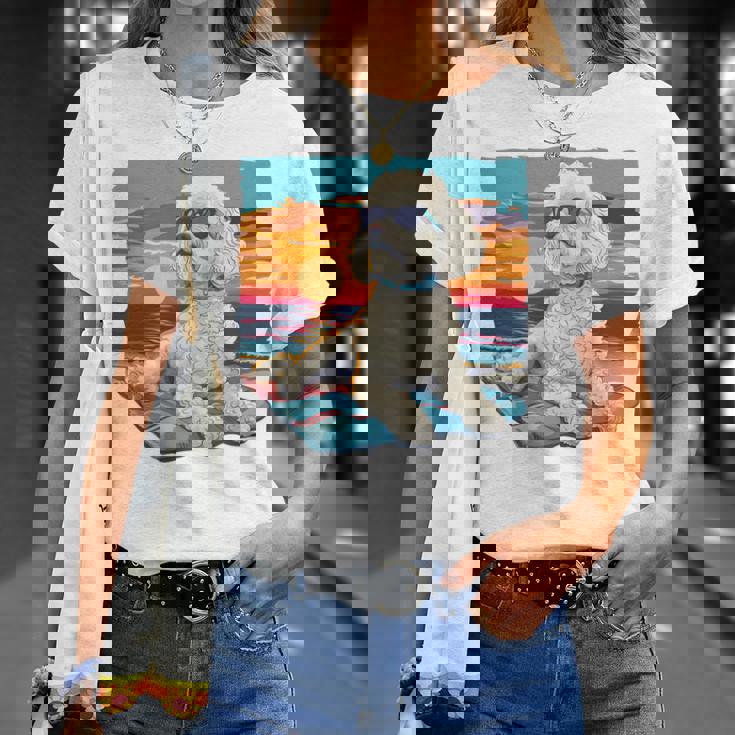 Sunny Day Doggy グラフィックデザイン ビーチレディ 子犬 長袖tシャツ Tシャツ 彼女への贈り物