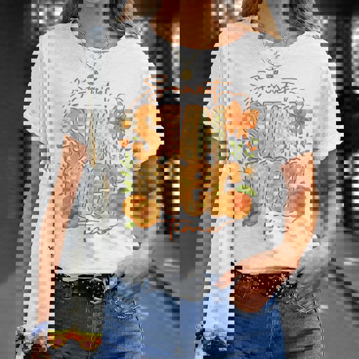 Sweetummer Time 鮮やかなフローラルピーチ 長袖tシャツ Tシャツ 彼女への贈り物