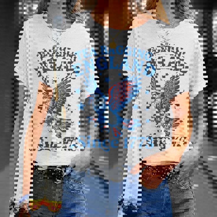 Tea Bagging England Since 1773 Patriotic Eagle 4Th Of July T-Shirt Gifts for Her