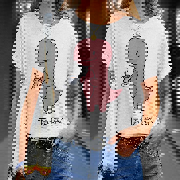 Tea Rex ユーモラスパン。 Tシャツ 彼女への贈り物