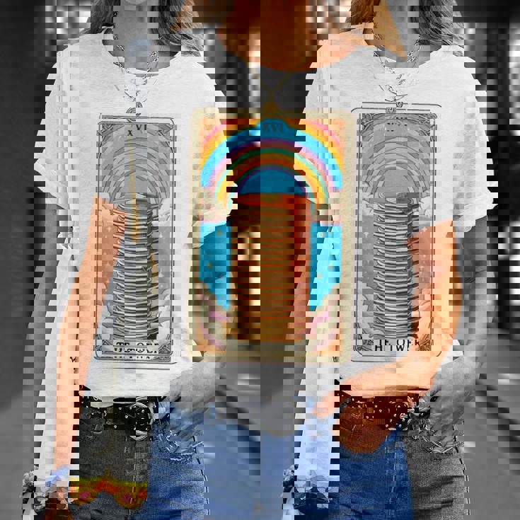 The Tower タロットカード パンケーキタワー 朝食愛好家 長袖tシャツ Tシャツ 彼女への贈り物