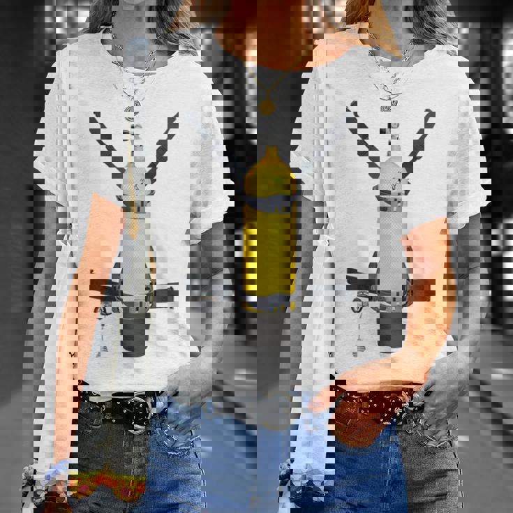 Trompe L'œil スキューバダイビングボトルバック Tシャツ 彼女への贈り物