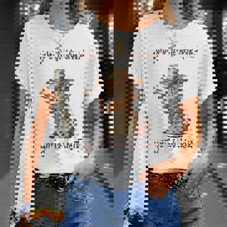 You 'Ve Just Buttered Your Last Biscuit Meow Cowboy Cat Meme 長袖tシャツ Tシャツ 彼女への贈り物