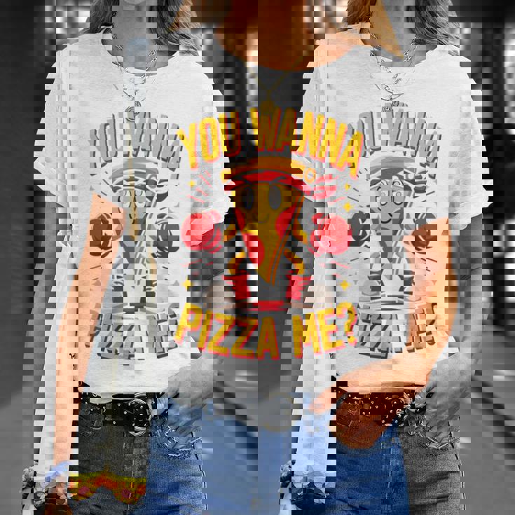 You Wanna Pizza Me 面白い ファイター ピザ愛好家 ファーストフード しゃれ 長袖tシャツ Tシャツ 彼女への贈り物