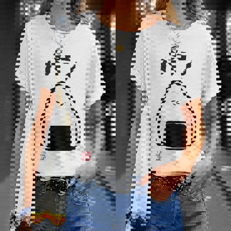 「パン-おにぎり」おもしろ 筆文字 服 面白い文字入り Tシャツ 彼女への贈り物