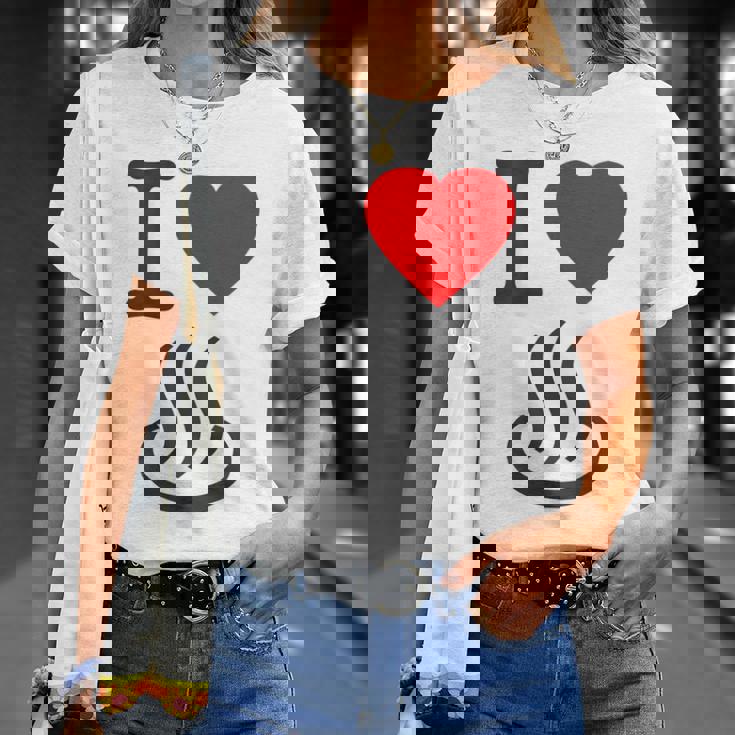 【バックプリント・背中側】アイラブ・温泉 マーク お風呂 銭湯 記号 お土産 旅行 ハート スタッフ 面白い Tシャツ 彼女への贈り物