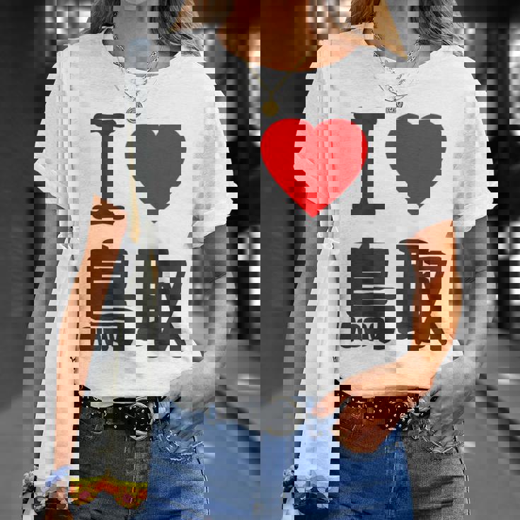 【バックプリント・背中側】アイラブ・鳥取（I Love ハート）Big 大きな文字 お土産 グッズ 面白 Tシャツ 彼女への贈り物