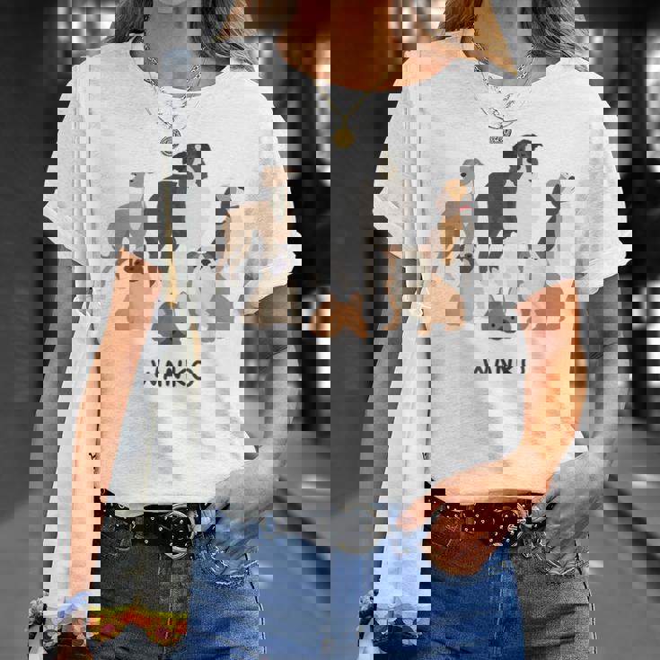 いぬ わんこ 大集合 イラスト おしゃれ シンプル かわいい 手書き 犬飼い 犬好き 女性 男性 犬柄 Tシャツ 彼女への贈り物